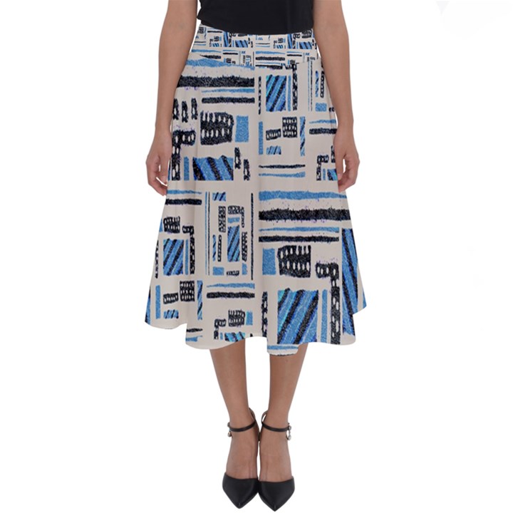 Ethnic Geometric Abstract Textured Art Perfect Length Midi Skirt