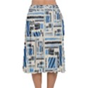 Ethnic Geometric Abstract Textured Art Velvet Flared Midi Skirt View2