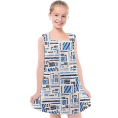 Ethnic Geometric Abstract Textured Art Kids  Cross Back Dress by dflcprintsclothing