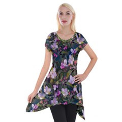 Apple Blossom  Short Sleeve Side Drop Tunic by SychEva