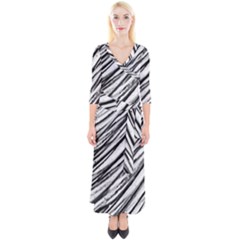 Galaxy Motion Black And White Print 2 Quarter Sleeve Wrap Maxi Dress