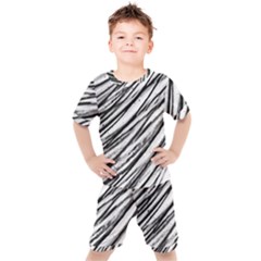 Galaxy Motion Black And White Print 2 Kids  Tee And Shorts Set by dflcprintsclothing