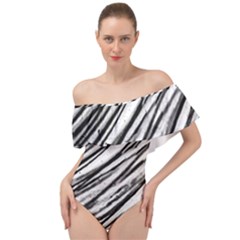 Galaxy Motion Black And White Print 2 Off Shoulder Velour Bodysuit 