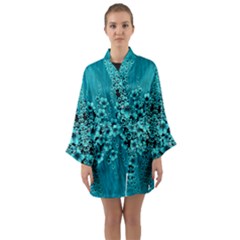 Blue Flowers So Decorative And In Perfect Harmony Long Sleeve Satin Kimono by pepitasart