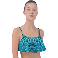 Blue Flowers So Decorative And In Perfect Harmony Frill Bikini Top by pepitasart