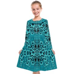 Blue Flowers So Decorative And In Perfect Harmony Kids  Midi Sailor Dress by pepitasart