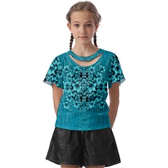 Blue Flowers So Decorative And In Perfect Harmony Kids  Front Cut Tee by pepitasart