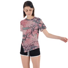 Botanic Grunge Motif Artwork Asymmetrical Short Sleeve Sports Tee by dflcprintsclothing