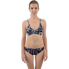 Glithc Grunge Abstract Print Wrap Around Bikini Set