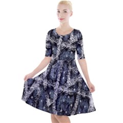 Glithc Grunge Abstract Print Quarter Sleeve A-line Dress by dflcprintsclothing