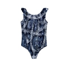 Glithc Grunge Abstract Print Kids  Frill Swimsuit