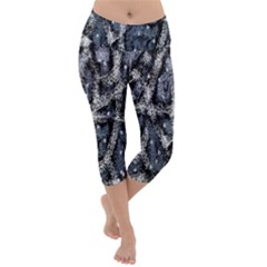 Glithc Grunge Abstract Print Lightweight Velour Capri Yoga Leggings by dflcprintsclothing