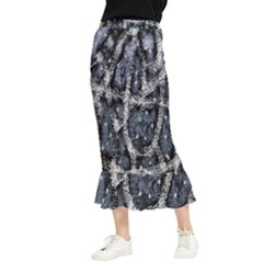 Glithc Grunge Abstract Print Maxi Fishtail Chiffon Skirt