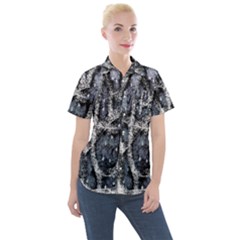 Glithc Grunge Abstract Print Women s Short Sleeve Pocket Shirt