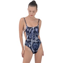 Glithc Grunge Abstract Print Tie Strap One Piece Swimsuit by dflcprintsclothing