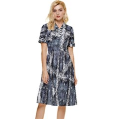 Glithc Grunge Abstract Print Button Top Knee Length Dress