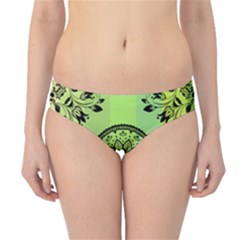 Green Grid Cute Flower Mandala Hipster Bikini Bottoms by Magicworlddreamarts1