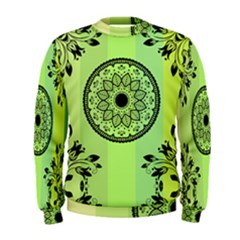Green Grid Cute Flower Mandala Men s Sweatshirt by Magicworlddreamarts1