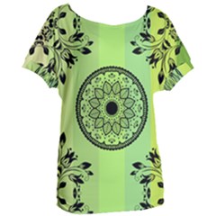 Green Grid Cute Flower Mandala Women s Oversized Tee