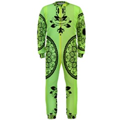 Green Grid Cute Flower Mandala Onepiece Jumpsuit (men) 