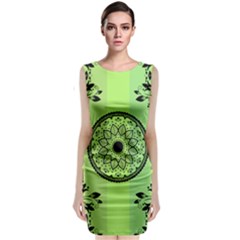 Green Grid Cute Flower Mandala Classic Sleeveless Midi Dress by Magicworlddreamarts1