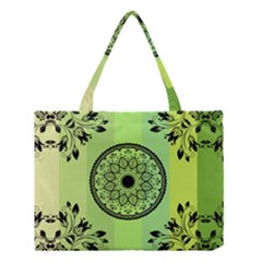 Green Grid Cute Flower Mandala Medium Tote Bag