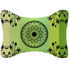Green Grid Cute Flower Mandala Seat Head Rest Cushion by Magicworlddreamarts1
