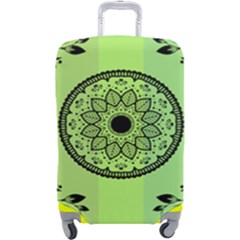Green Grid Cute Flower Mandala Luggage Cover (large) by Magicworlddreamarts1