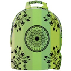 Green Grid Cute Flower Mandala Mini Full Print Backpack by Magicworlddreamarts1