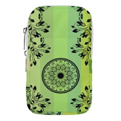 Green Grid Cute Flower Mandala Waist Pouch (small)