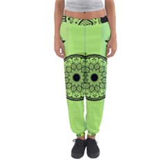Green Grid Cute Flower Mandala Women s Jogger Sweatpants