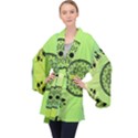 Green Grid Cute Flower Mandala Long Sleeve Velvet Kimono  View1