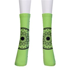 Green Grid Cute Flower Mandala Men s Crew Socks