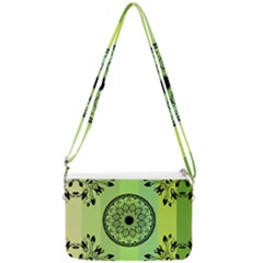 Green Grid Cute Flower Mandala Double Gusset Crossbody Bag by Magicworlddreamarts1