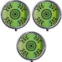 Green Grid Cute Flower Mandala Mini Round Pill Box (Pack of 3) View1