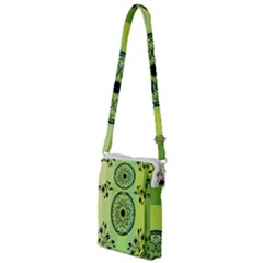Green Grid Cute Flower Mandala Multi Function Travel Bag by Magicworlddreamarts1