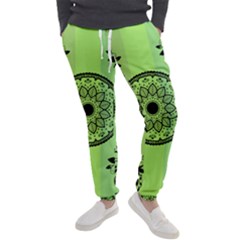 Green Grid Cute Flower Mandala Men s Jogger Sweatpants by Magicworlddreamarts1