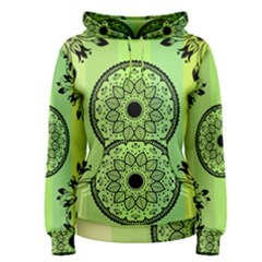 Green Grid Cute Flower Mandala Women s Pullover Hoodie by Magicworlddreamarts1