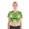 Green Grid Cute Flower Mandala Cotton Crop Top View1