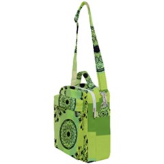 Green Grid Cute Flower Mandala Crossbody Day Bag by Magicworlddreamarts1