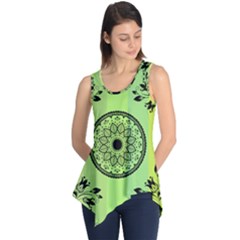 Green Grid Cute Flower Mandala Sleeveless Tunic by Magicworlddreamarts1