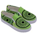 Green Grid Cute Flower Mandala Kids  Canvas Slip Ons View3