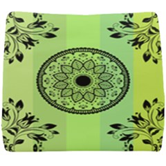 Green Grid Cute Flower Mandala Seat Cushion by Magicworlddreamarts1