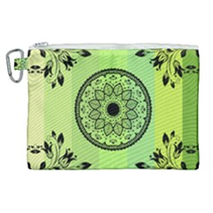 Green Grid Cute Flower Mandala Canvas Cosmetic Bag (xl) by Magicworlddreamarts1