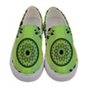 Green Grid Cute Flower Mandala Women s Canvas Slip Ons View1