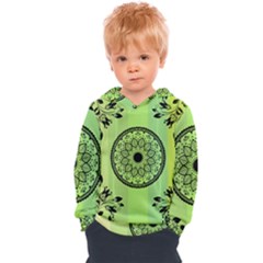 Green Grid Cute Flower Mandala Kids  Overhead Hoodie by Magicworlddreamarts1