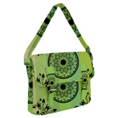 Green Grid Cute Flower Mandala Buckle Messenger Bag by Magicworlddreamarts1