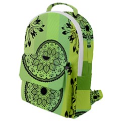 Green Grid Cute Flower Mandala Flap Pocket Backpack (small)