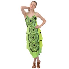 Green Grid Cute Flower Mandala Layered Bottom Dress by Magicworlddreamarts1