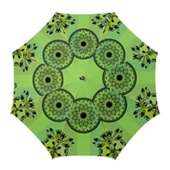 Green Grid Cute Flower Mandala Golf Umbrellas